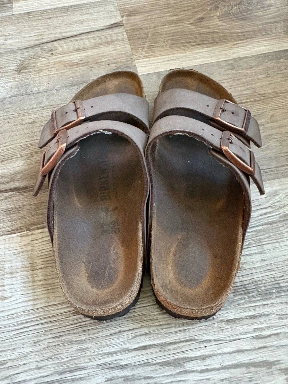 Birkenstock Brown Double-Strap Kids Sandals with Copper Buckles - Picture 2 of 6